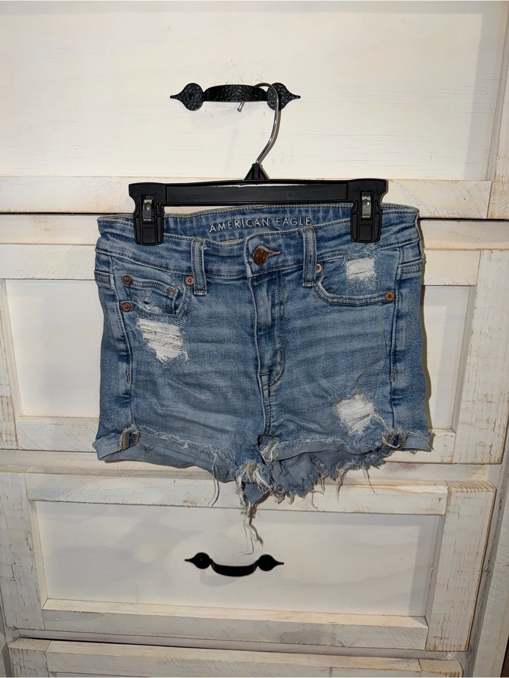 American Eagle Outfitters Light Blue Distressed Denim Shorts - Women